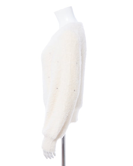 INGNI（イング） ビジュー付フェザーニット ｵﾌﾎﾜｲﾄ