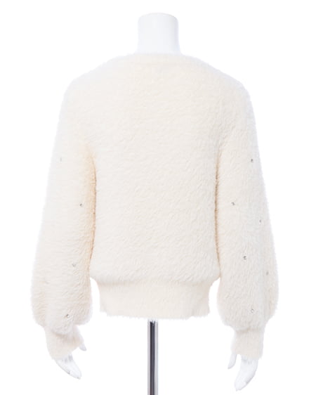 INGNI（イング） ビジュー付フェザーニット ｵﾌﾎﾜｲﾄ