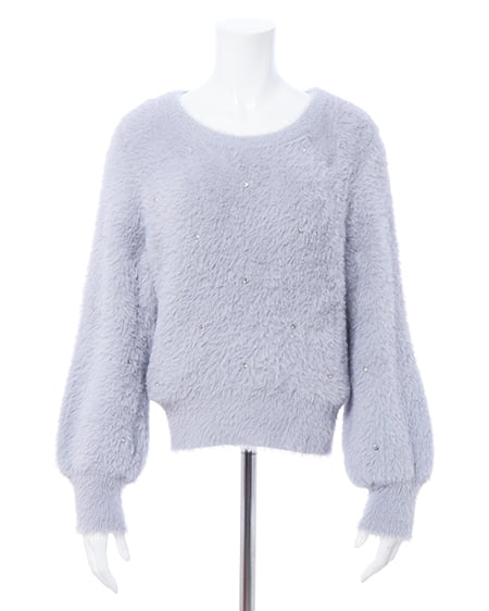 INGNI（イング） ビジュー付フェザーニット ｸﾞﾚｰ