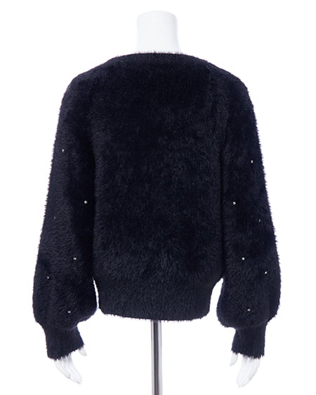 INGNI（イング） ビジュー付フェザーニット ｸﾛ