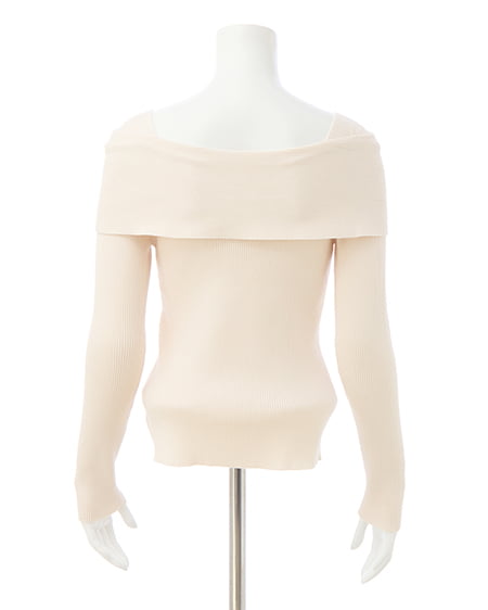 INGNI（イング） オフショルリボンビジューパーツリブニット ｵﾌﾎﾜｲﾄ