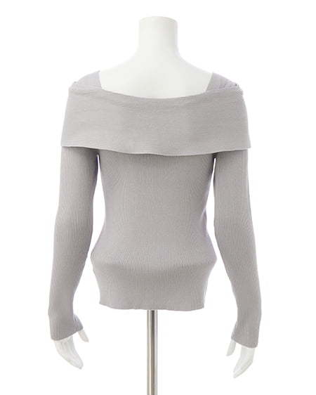 INGNI（イング） オフショルリボンビジューパーツリブニット ｸﾞﾚｰ