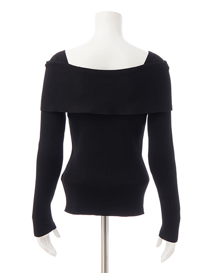 INGNI（イング） オフショルリボンビジューパーツリブニット ｸﾛ