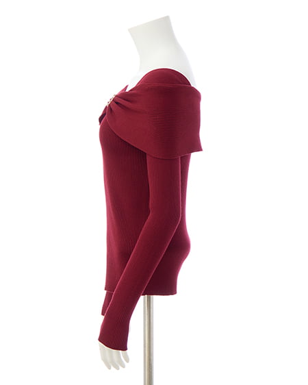 INGNI（イング） オフショルリボンビジューパーツリブニット ﾎﾞﾙﾄﾞｰ