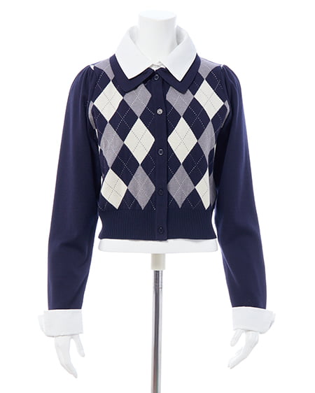 INGNI(イング) アーガイルシャツドッキングレイヤードニット コン