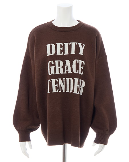 INGNI(イング) ジャガード3段ビッグロゴニット ブラウン/オフホワイト