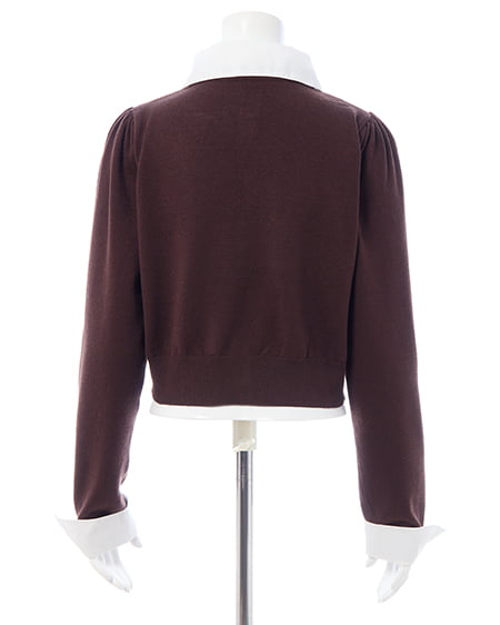 INGNI(イング) シャツレイヤード風長袖ニット ブラウン/オフホワイト