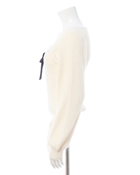 INGNI（イング） フェザーリブデコルテオープンリボンニット ｵﾌﾎﾜｲﾄ