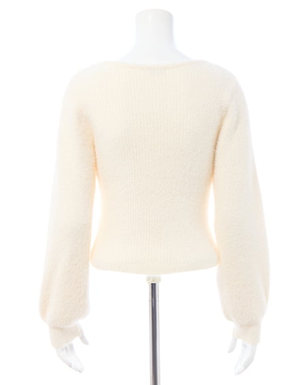 INGNI（イング） フェザーリブデコルテオープンリボンニット ｵﾌﾎﾜｲﾄ