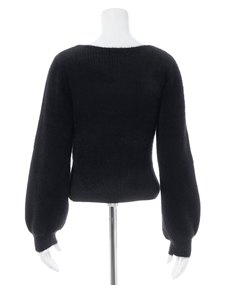 INGNI（イング） フェザーリブデコルテオープンリボンニット ｸﾛ