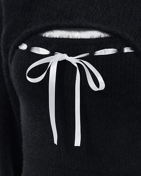 INGNI（イング） フェザーリブデコルテオープンリボンニット ｸﾛ