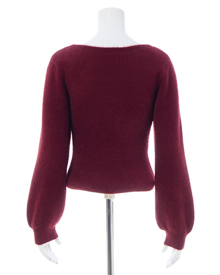 INGNI(イング) フェザーリブデコルテオープンリボンニット ボルドー