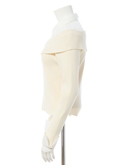 INGNI（イング） シャツレイヤード風リブオフショルニット ｱｲﾎﾞﾘｰ/ｵﾌﾎﾜｲﾄ