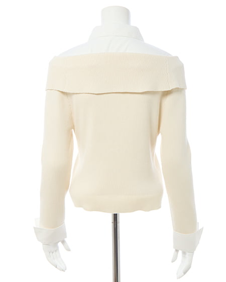 INGNI（イング） シャツレイヤード風リブオフショルニット ｱｲﾎﾞﾘｰ/ｵﾌﾎﾜｲﾄ