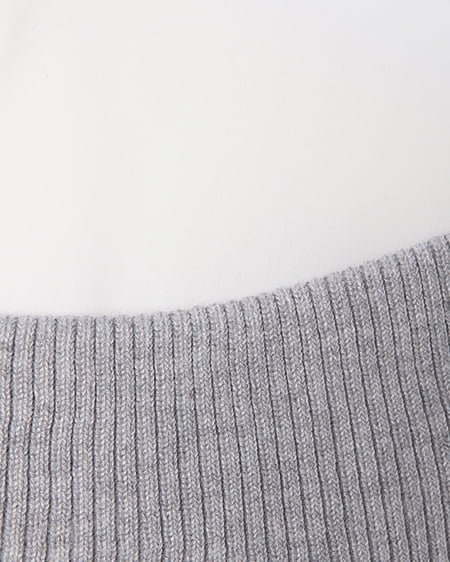 INGNI(イング) シャツレイヤード風リブオフショルニット グレー/オフホワイト