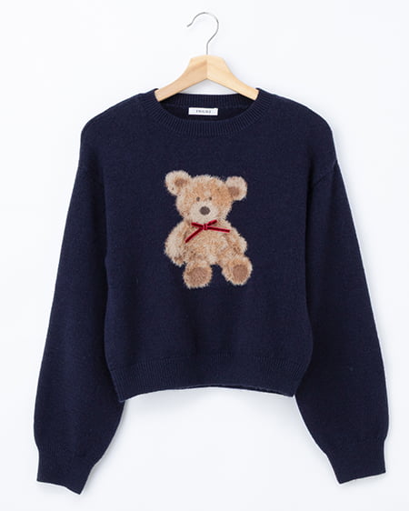 もちもちフェザーベアニットプルオーバー