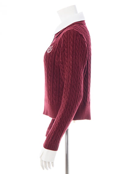 INGNI（イング） ダブルカラーケーブルポロニット ﾎﾞﾙﾄﾞｰ/ｵﾌﾎﾜｲﾄ