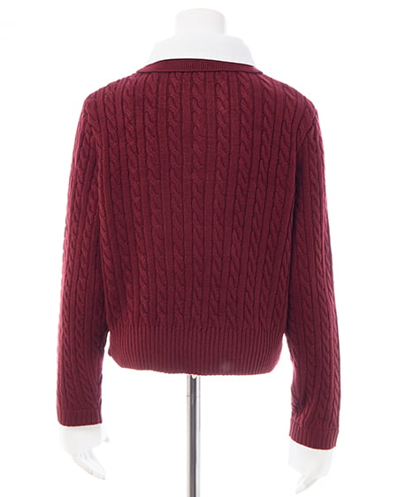 INGNI（イング） ダブルカラーケーブルポロニット ﾎﾞﾙﾄﾞｰ/ｵﾌﾎﾜｲﾄ