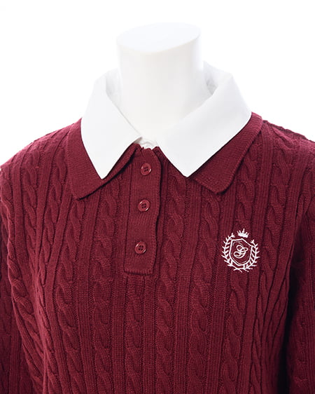 INGNI（イング） ダブルカラーケーブルポロニット ﾎﾞﾙﾄﾞｰ/ｵﾌﾎﾜｲﾄ