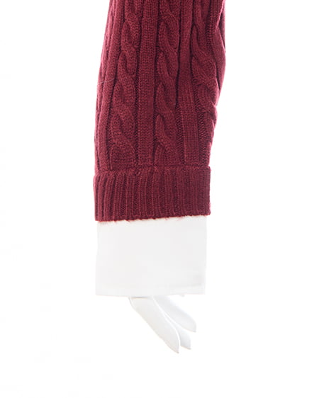 INGNI（イング） ダブルカラーケーブルポロニット ﾎﾞﾙﾄﾞｰ/ｵﾌﾎﾜｲﾄ