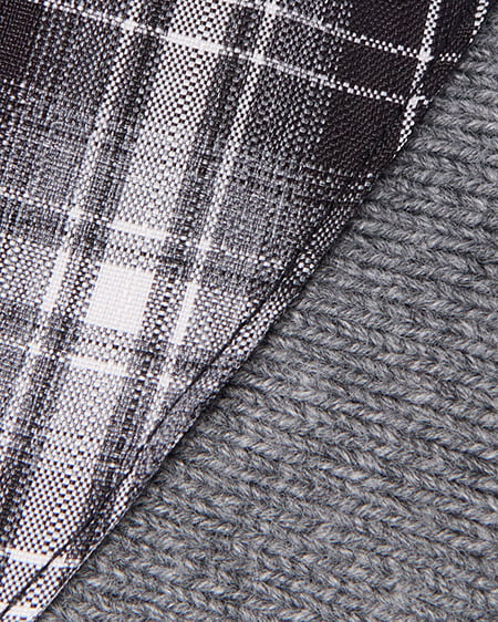 INGNI(イング) ダブルカラーチェック柄シャツドッキングポロニット グレー/クロ