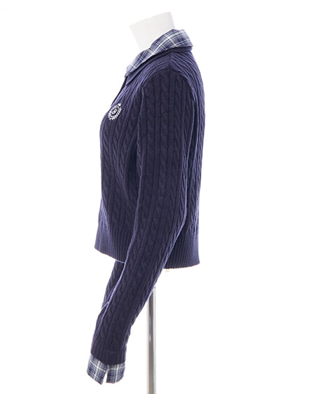 INGNI（イング） ダブルカラーチェック柄シャツドッキングポロニット ｺﾝ/ｺﾝ