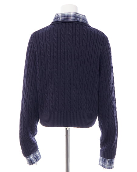 INGNI（イング） ダブルカラーチェック柄シャツドッキングポロニット ｺﾝ/ｺﾝ