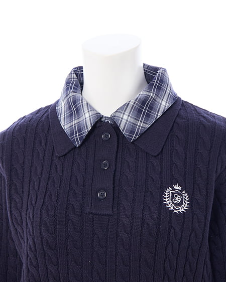 INGNI（イング） ダブルカラーチェック柄シャツドッキングポロニット ｺﾝ/ｺﾝ