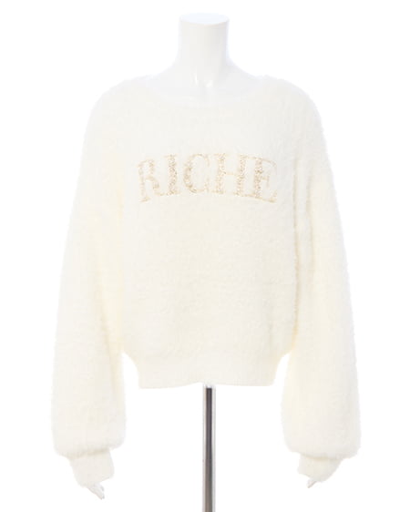 INGNI（イング） パールビジューロゴフェザーニット ｱｲﾎﾞﾘｰ