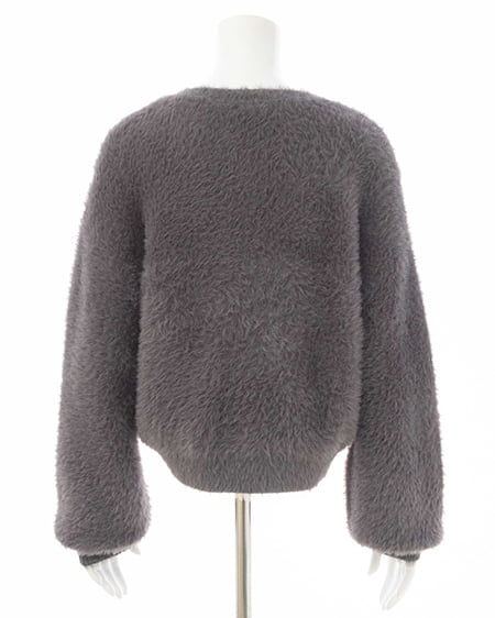 INGNI(イング) パールビジューロゴフェザーニット チャコールグレー