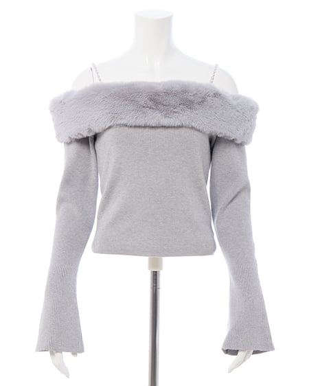 INGNI（イング） 2Wayエコファーオフショルニット ｸﾞﾚｰ