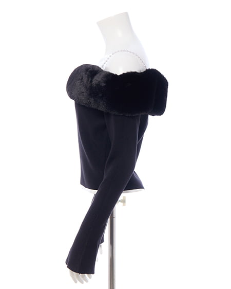 INGNI（イング） 2Wayエコファーオフショルニット ｸﾛ