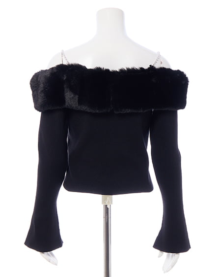 INGNI（イング） 2Wayエコファーオフショルニット ｸﾛ