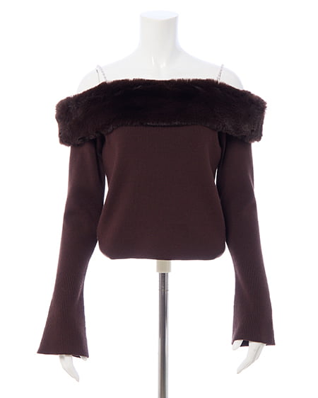 INGNI(イング) 2Wayエコファーオフショルニット ブラウン