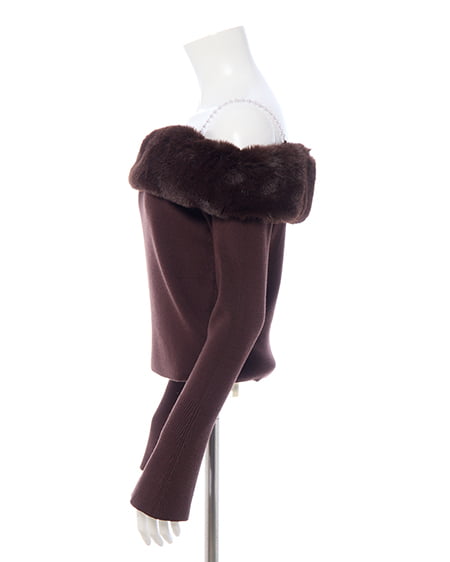 INGNI(イング) 2Wayエコファーオフショルニット ブラウン