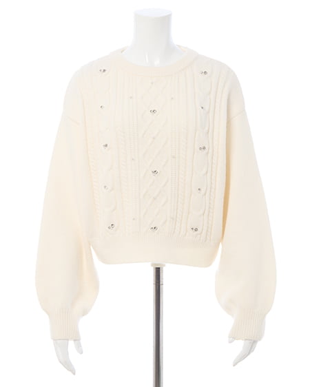 INGNI（イング） ビジューパール付きもちもちケーブルニット ｱｲﾎﾞﾘｰ