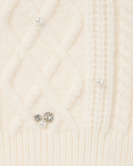 INGNI（イング） ビジューパール付きもちもちケーブルニット ｱｲﾎﾞﾘｰ