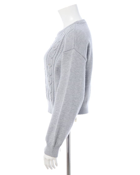 INGNI（イング） ビジューパール付きもちもちケーブルニット ｸﾞﾚｰ