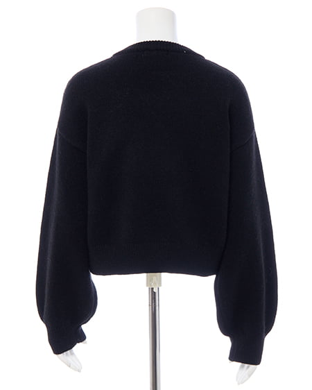 INGNI(イング) ビジューパール付きもちもちケーブルニット クロ