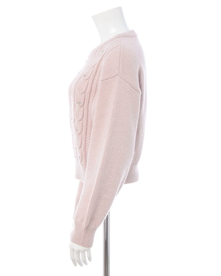 INGNI(イング) ビジューパール付きもちもちケーブルニット ピンク