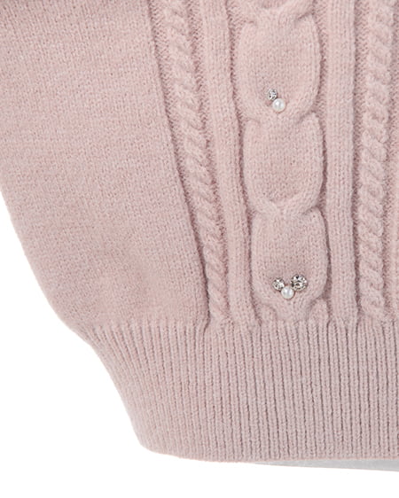 INGNI(イング) ビジューパール付きもちもちケーブルニット ピンク