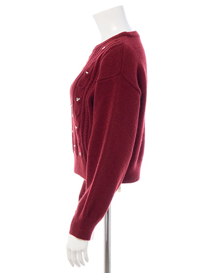 INGNI（イング） ビジューパール付きもちもちケーブルニット ﾎﾞﾙﾄﾞｰ