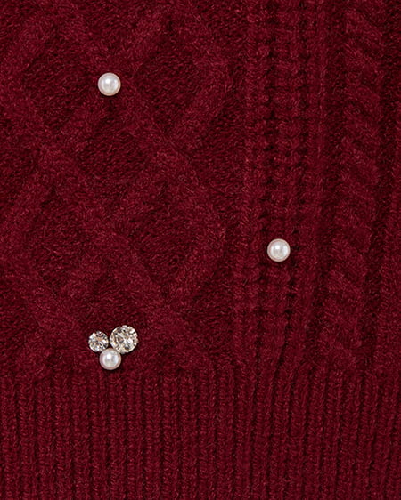 INGNI（イング） ビジューパール付きもちもちケーブルニット ﾎﾞﾙﾄﾞｰ