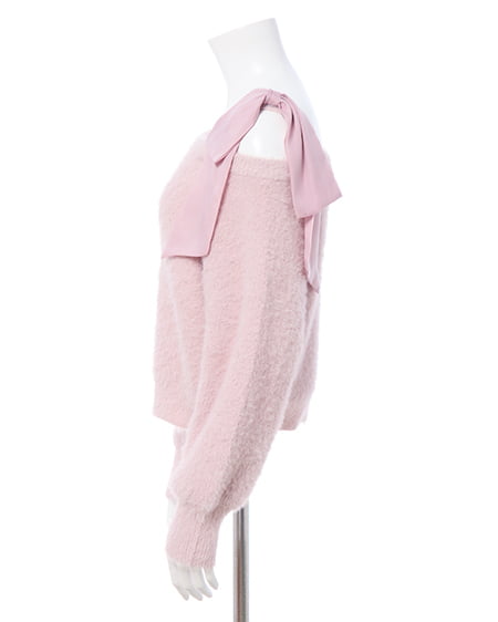 INGNI（イング） 肩リボンワンショルフェザーニット ﾋﾟﾝｸ/ﾋﾟﾝｸ