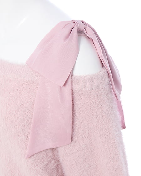 INGNI（イング） 肩リボンワンショルフェザーニット ﾋﾟﾝｸ/ﾋﾟﾝｸ