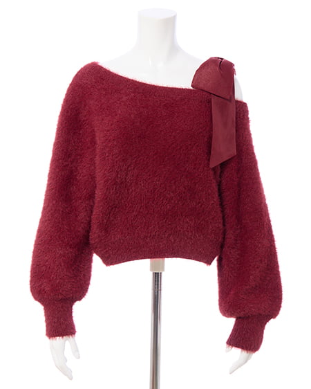 INGNI（イング） 肩リボンワンショルフェザーニット ﾎﾞﾙﾄﾞｰ/ﾎﾞﾙﾄﾞｰ