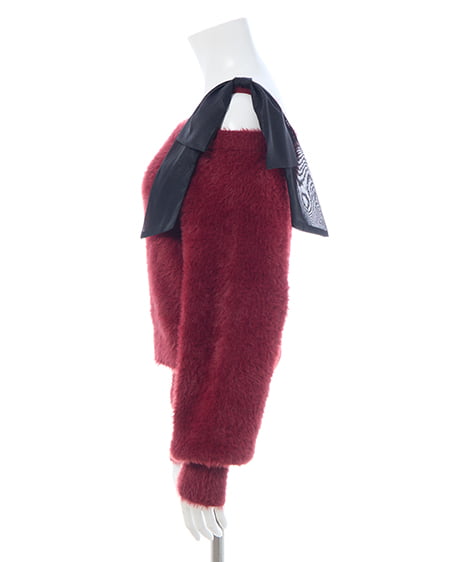 INGNI（イング） 肩リボンワンショルフェザーニット ﾎﾞﾙﾄﾞｰ/ｸﾛ