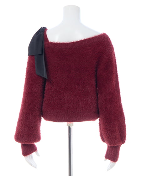 INGNI（イング） 肩リボンワンショルフェザーニット ﾎﾞﾙﾄﾞｰ/ｸﾛ