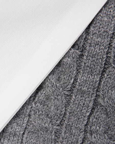 INGNI（イング） ボウタイシャツドッキングケーブルニット ｸﾞﾚｰ/ｵﾌﾎﾜｲﾄ