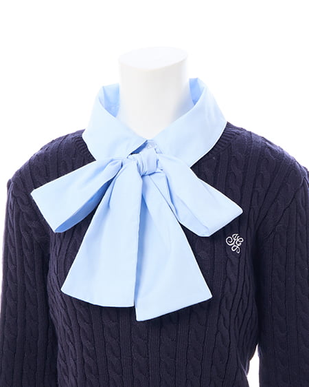 INGNI（イング） ボウタイシャツドッキングケーブルニット ｺﾝ/ﾌﾞﾙｰ
